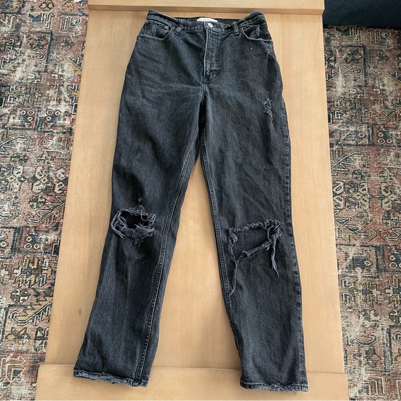 Abercrombie & Fitch Curve Love Black Ultra High Rise 90s Straight Jean - Picture 3 of 10